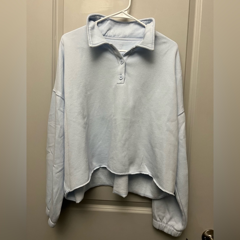 Aerie Fleece-Of-Mind Cropped Polo Sweatshirt